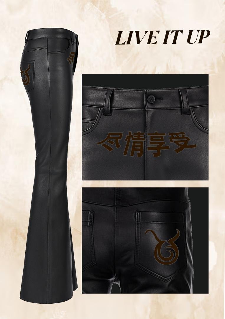 Taurus Live It Up Faux Leather Flare Pants view 4